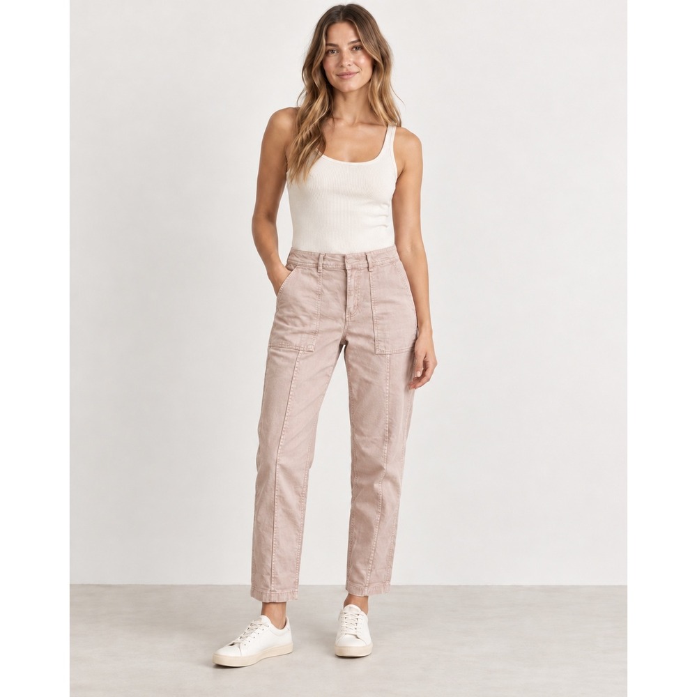 Anthropologie The Wanderer Pink Utility Straight Leg Pants Size 28 Cotton Linen